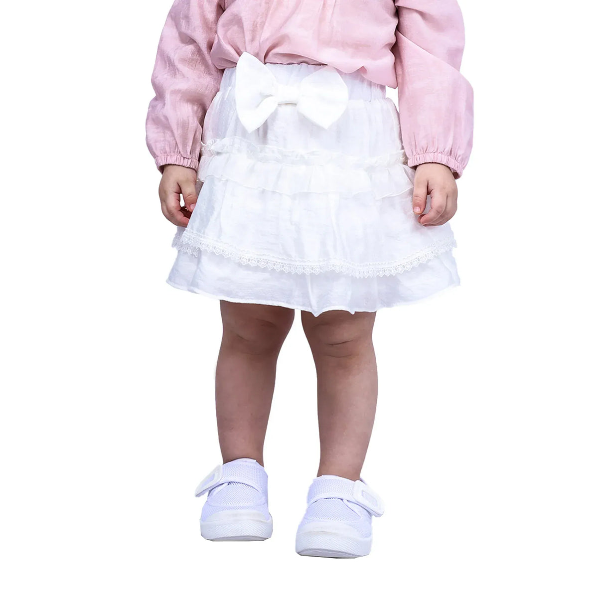Off White Floral Formal Skirt For Baby girl Image