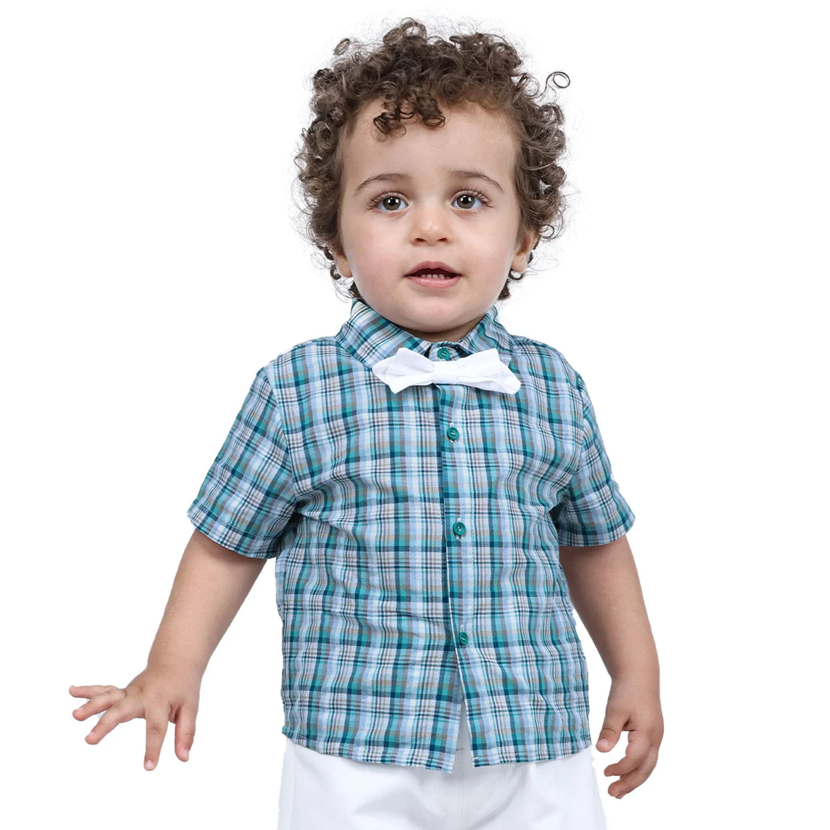 Green Checked Formal Shirt For Baby boy Image