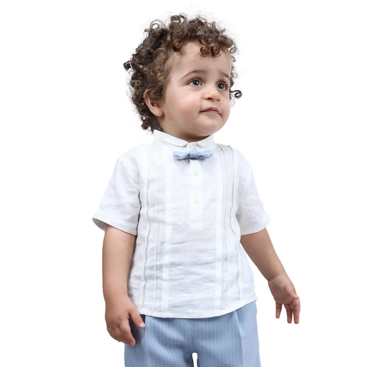 Off White Plain Formal Blouse For Baby boy Image