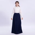 White Embroidery Uniform Shirt for Girls Image
