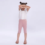 Light Pink Embroidery Basic Leggings for Girls Image