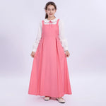 Dark Pink Color-Blocked Uniform Dress for Girls Image