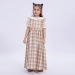 Beige Checked Uniform Dress for Girls Image