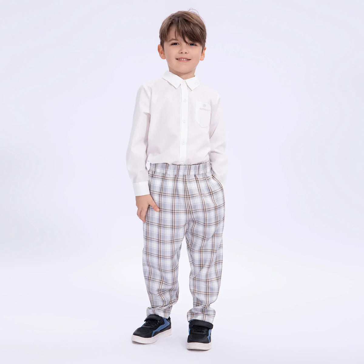 White Embroidery Uniform Shirt for Boys Image