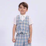 Blue Checked Uniform Waistcoat for Boys Image