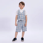 Blue Checked Uniform Shorts for Boys Image