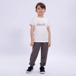 White Printed School Sport T-Shirt for Boys Image