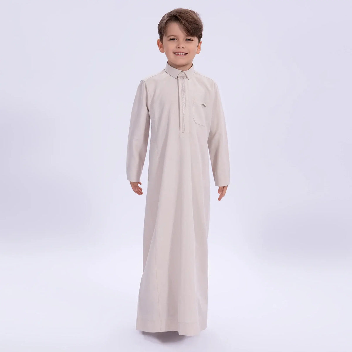 Khaki Embroidery Thoub for Boys Image