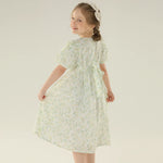 Floral Street Look Puff Sleeve Dress For Girls