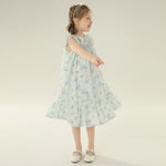 Floral Street Look Flutter Sleeve Dress For Girls