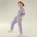 بنطال اساسي رياضي مزين بطباعة للبنات