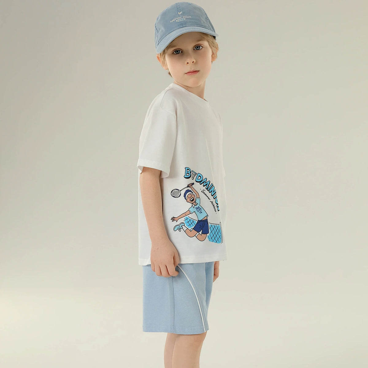 تيشيرت رياضي مطبوع بأكمام للأولاد