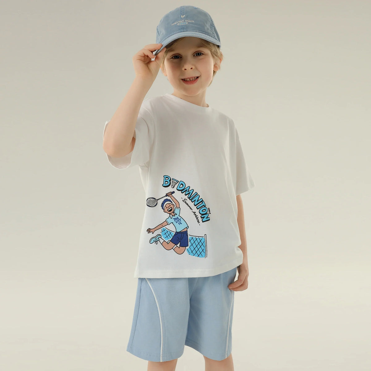 تيشيرت رياضي مطبوع بأكمام للأولاد