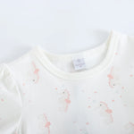 تيشيرت بأكمام منفوخة مزين بطباعة للبنات المواليد