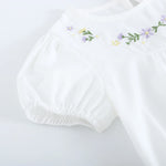 Floral Street Look Puff Sleeve Blouse For Baby Girl