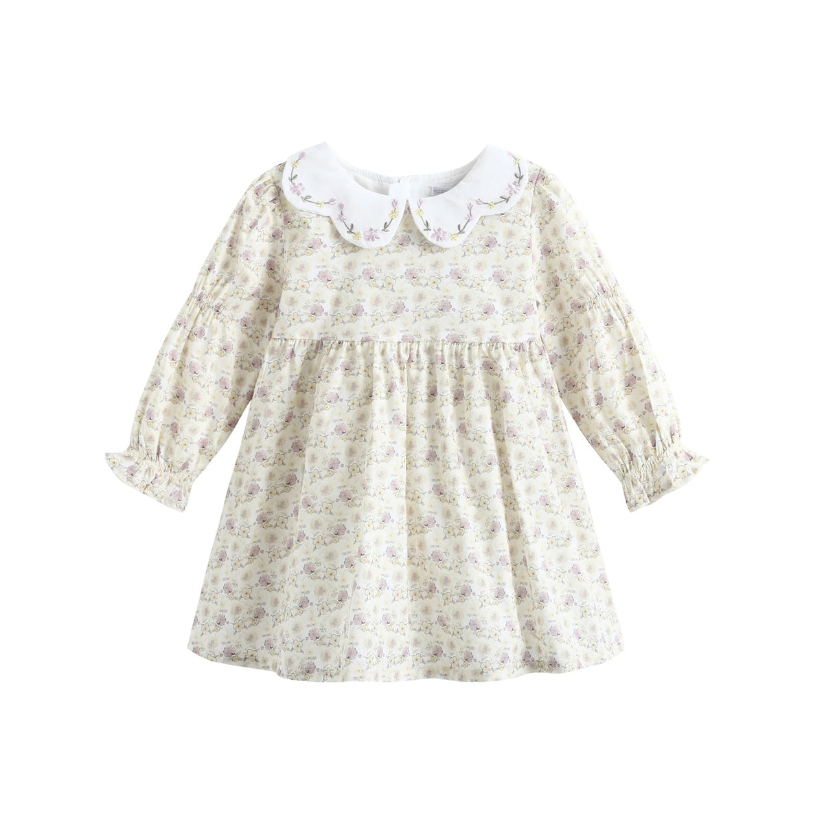 فستان بأكمام منفوخة مزين بنمط الزهور للبنات المواليد