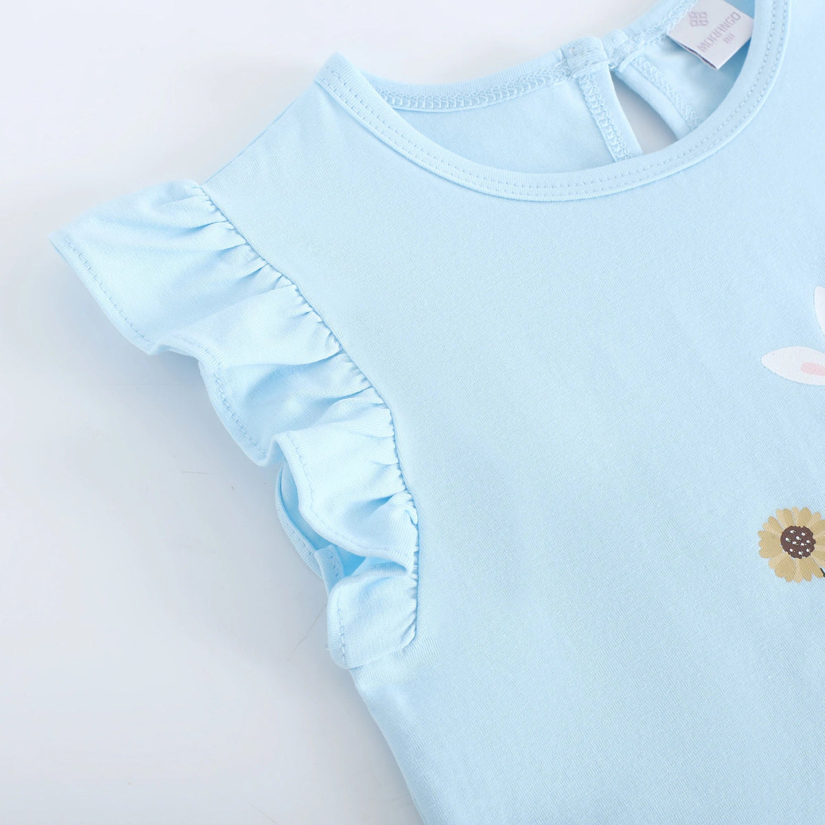 Printed Street Look Flutter Sleeve T.Shirt For Baby Girl