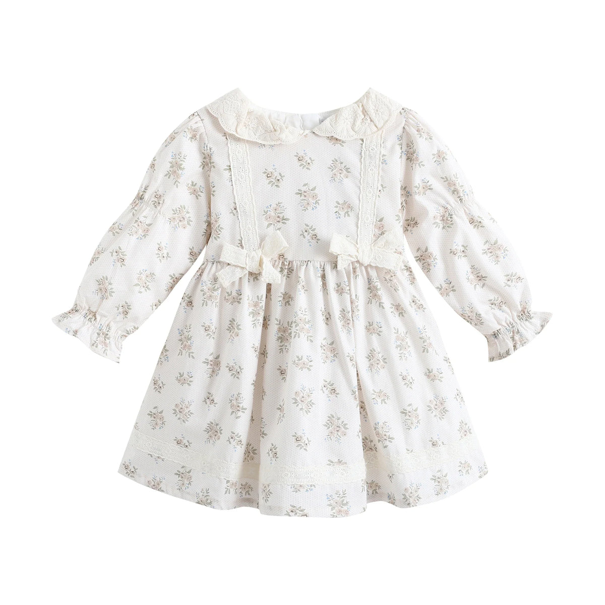 فستان بأكمام منفوخة مزين بنمط الزهور للبنات المواليد