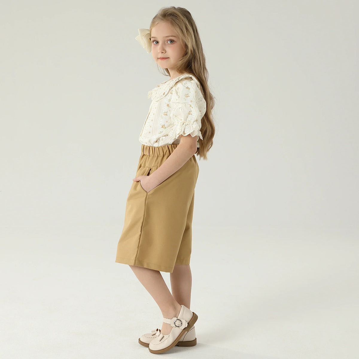 قميص مزين بنمط الزهور للبنات