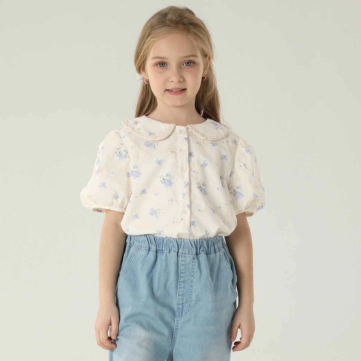 قميص مزين بنمط الزهور للبنات