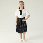 تنورة كاروهات بخصر مطاطي للبنات