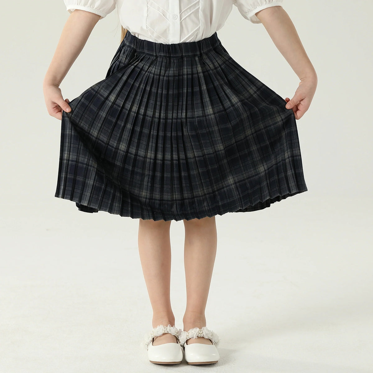 تنورة كاروهات بخصر مطاطي للبنات