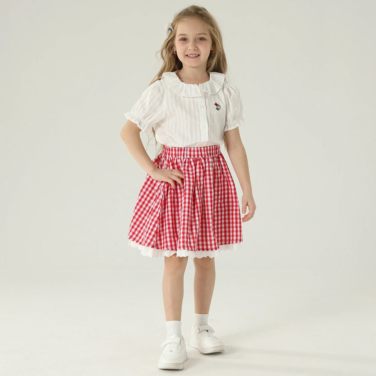 تنورة كاروهات بخصر مطاطي للبنات