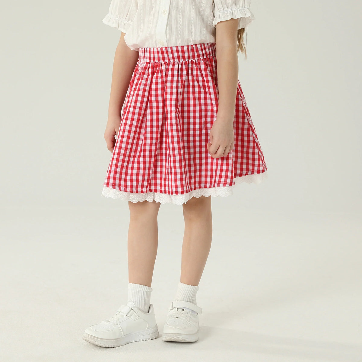 تنورة كاروهات بخصر مطاطي للبنات