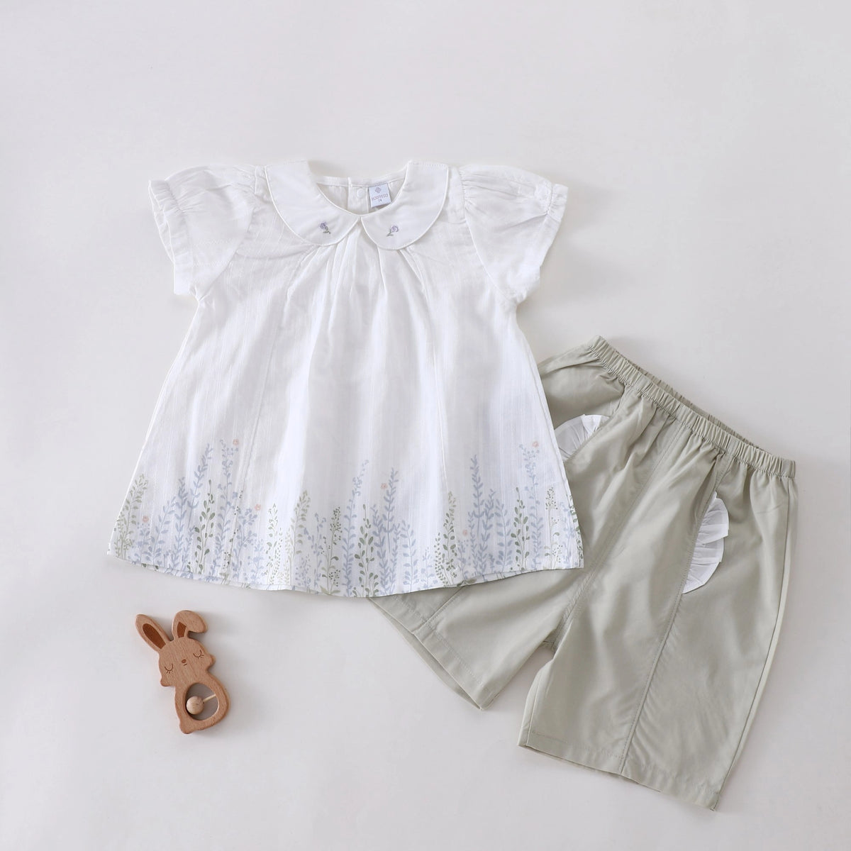 طقم سادة قطعتين للبنات المواليد