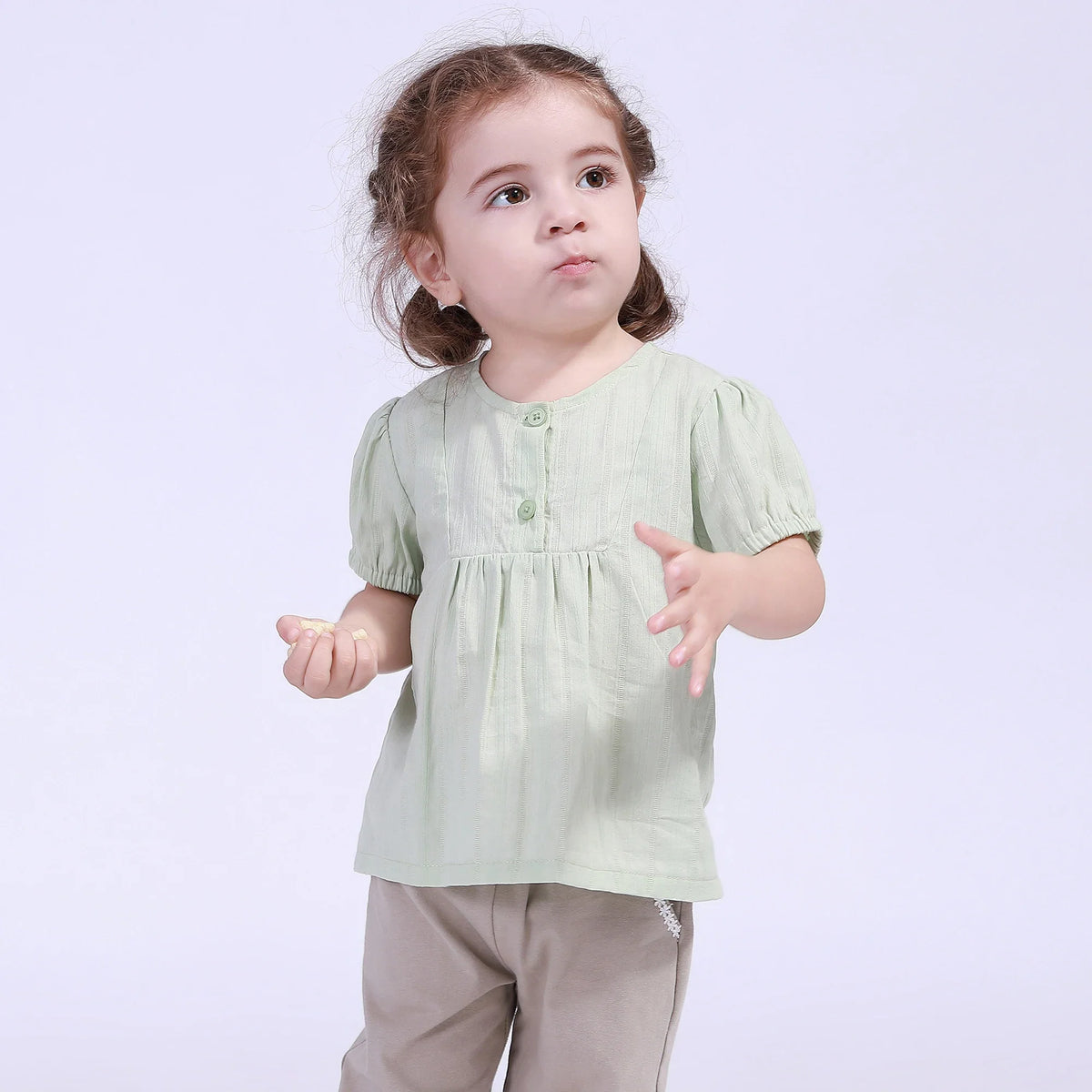 Jacquard Blouse for Baby Girl Light Green Image