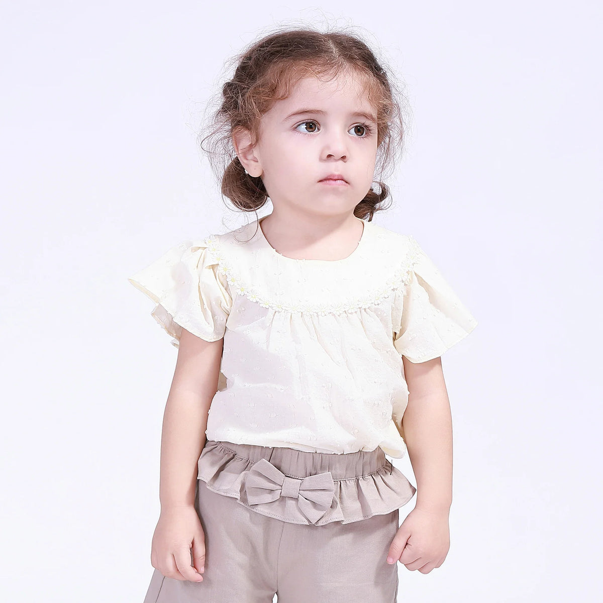 Jacquard Blouse for Baby Girl Light Beige Image