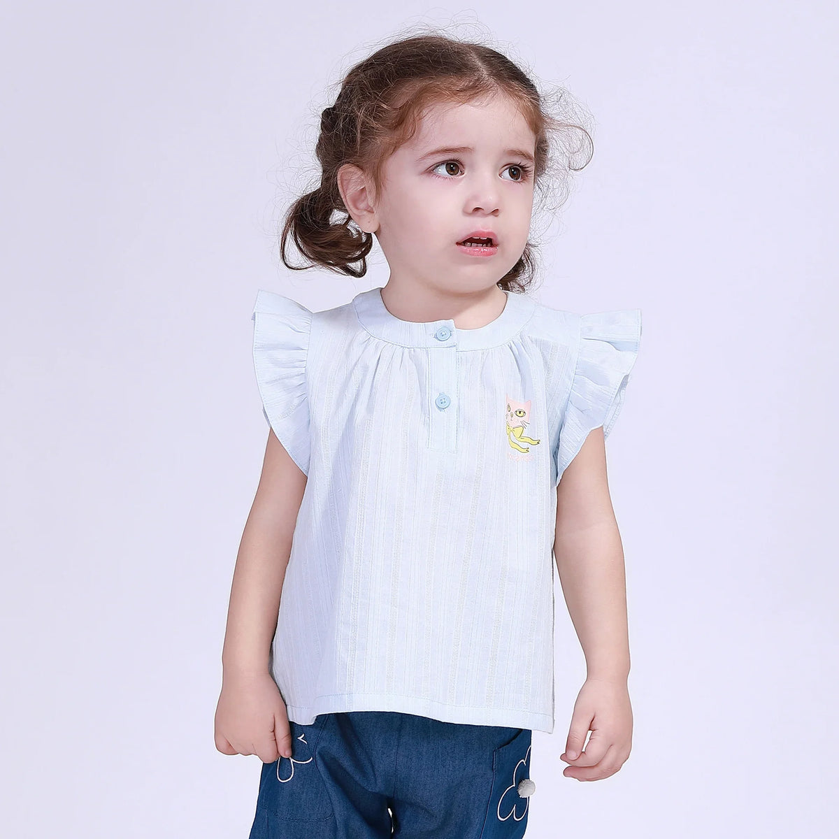 Printed Blouse for Baby Girl Light Blue Image