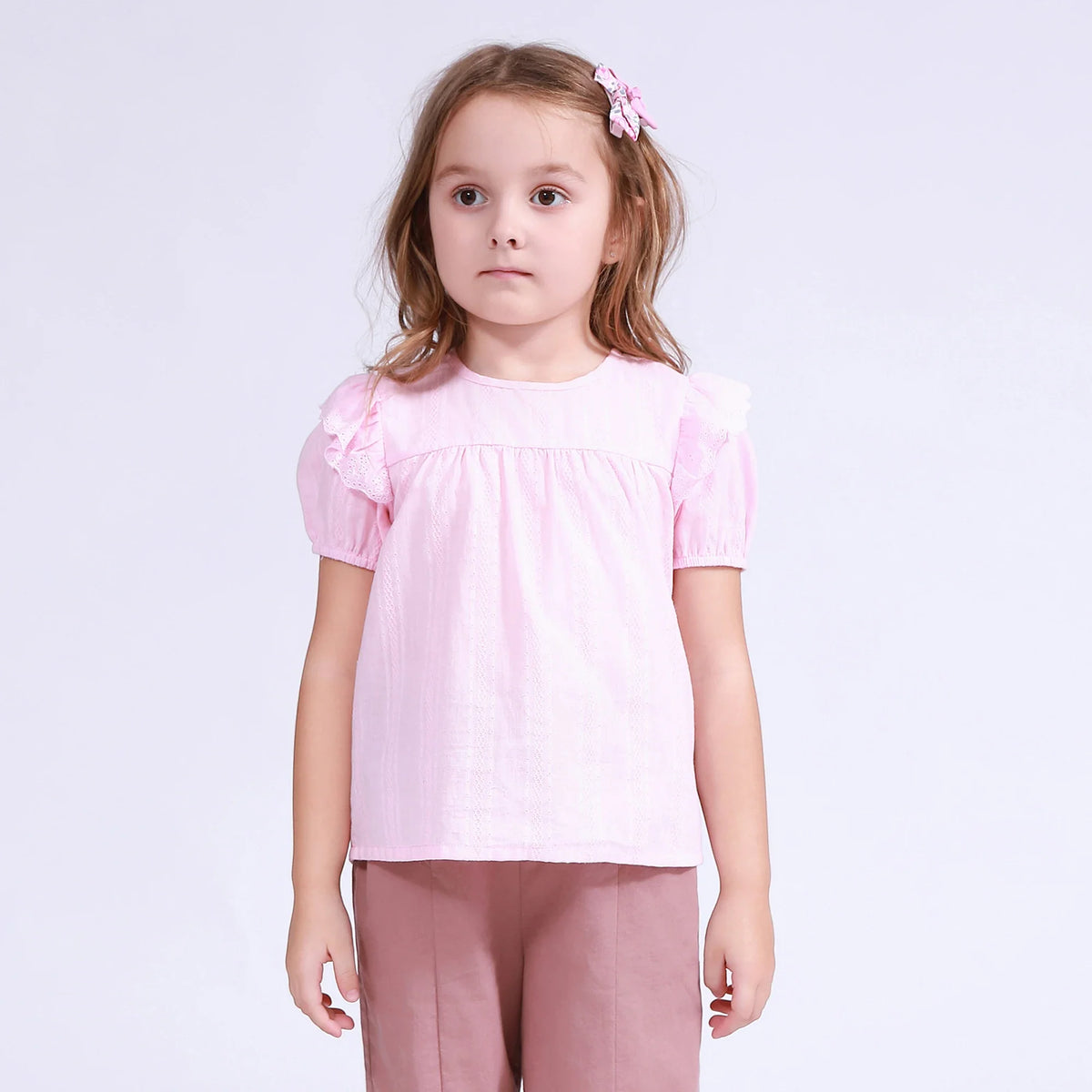 Jacquard Blouse for Girls Light Pink Image