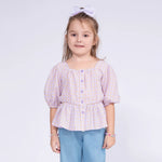 Purple Checked Blouse for Girls Image