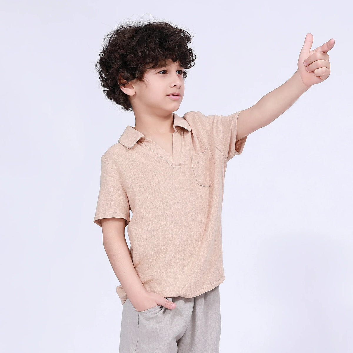 Solid Blouse for Boys Khaki Image