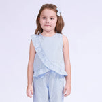 Light Blue Striped Blouse for Girls Image