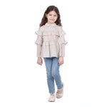Beige Plain Classic Blouse For Girls Image