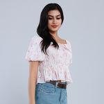 بلوزة عصرية مزينة بنمط الزهور للنساء