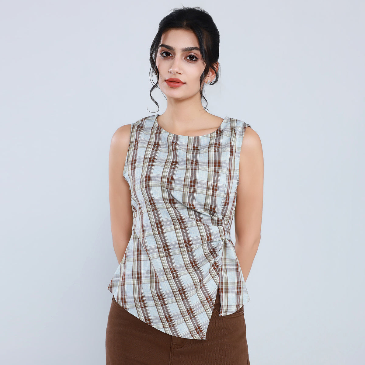 Elegant Checked Blouse for Women