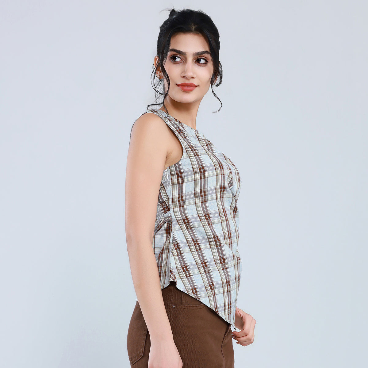 Elegant Checked Blouse for Women
