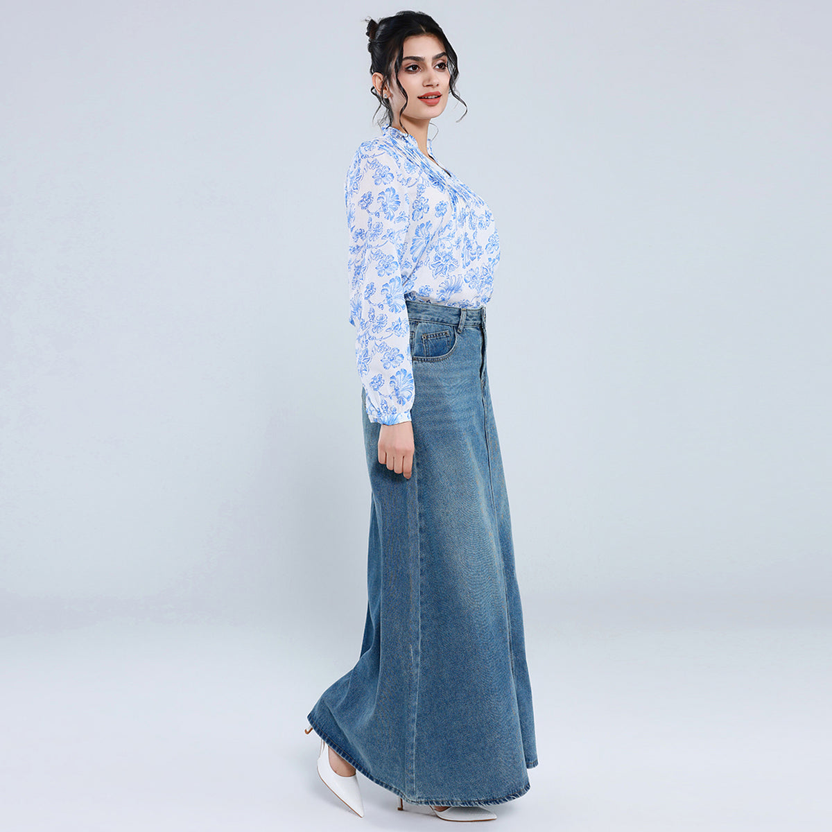 بلوزة كاجوال مزينة بنمط الزهور للنساء