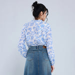 بلوزة كاجوال مزينة بنمط الزهور للنساء