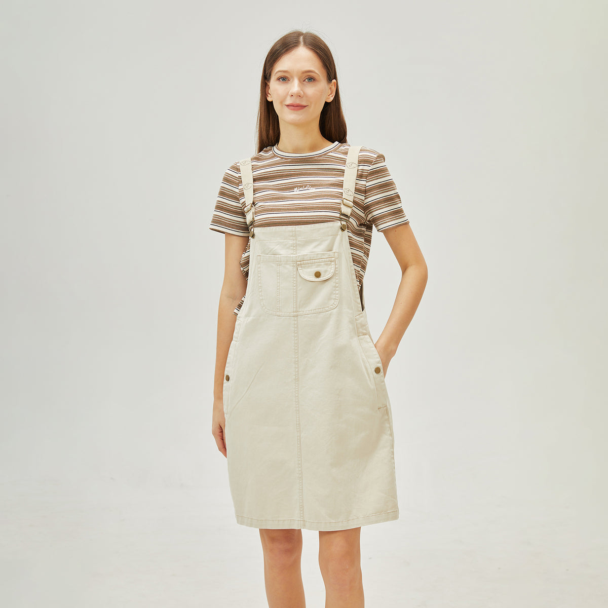 فستان عصري مخطط مكون من قطعتين للنساء