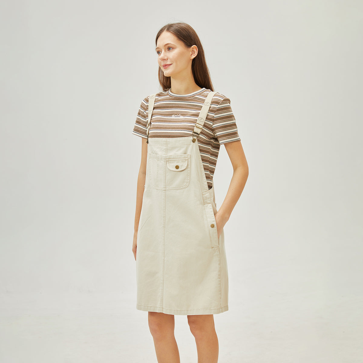 فستان عصري مخطط مكون من قطعتين للنساء