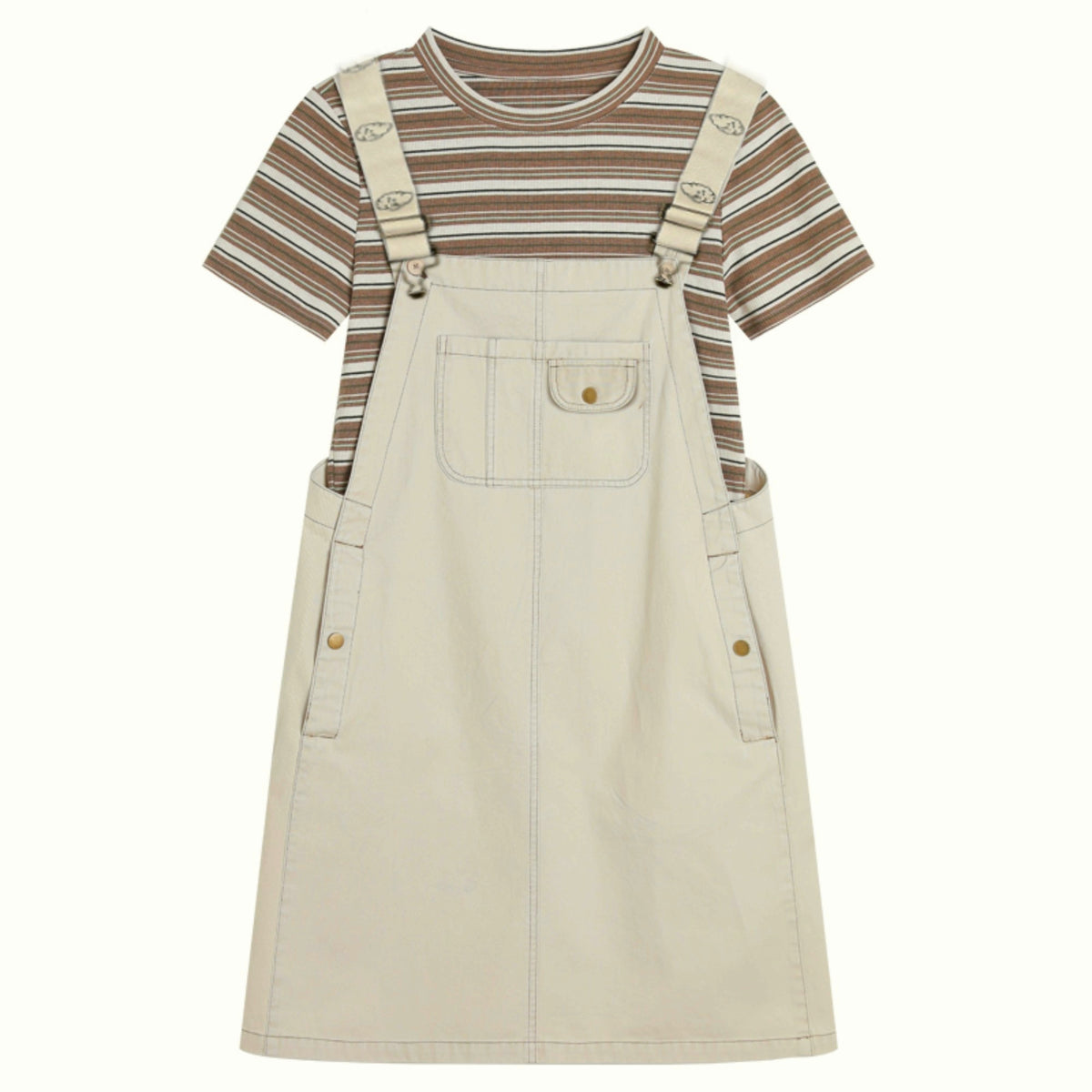 فستان عصري مخطط مكون من قطعتين للنساء