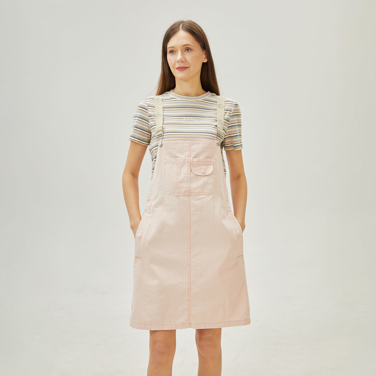 فستان عصري مخطط مكون من قطعتين للنساء