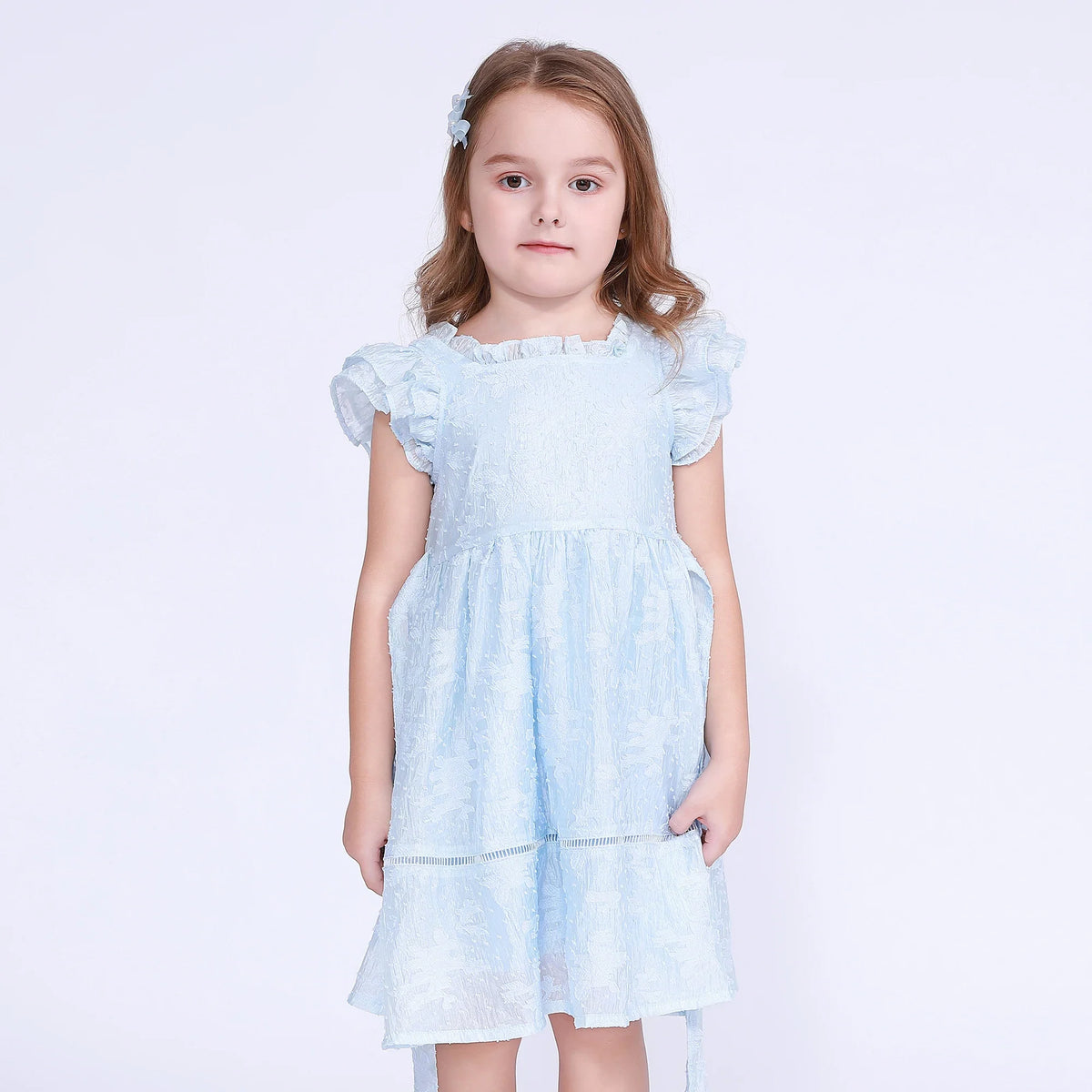 Floral Dress for Girls Blue Image