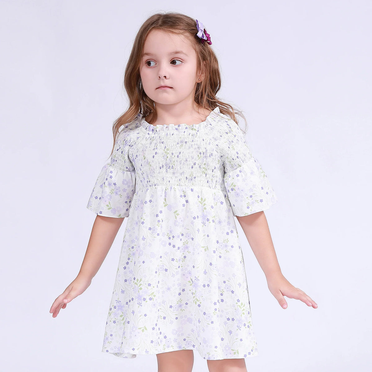 Floral Dress for Girls Light Purple Image