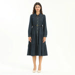 Dark Jeans Blue Elegant Washed Jeans Dress for Women Image