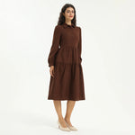 Dark Coffee Elegant Plain Dress for Women Image